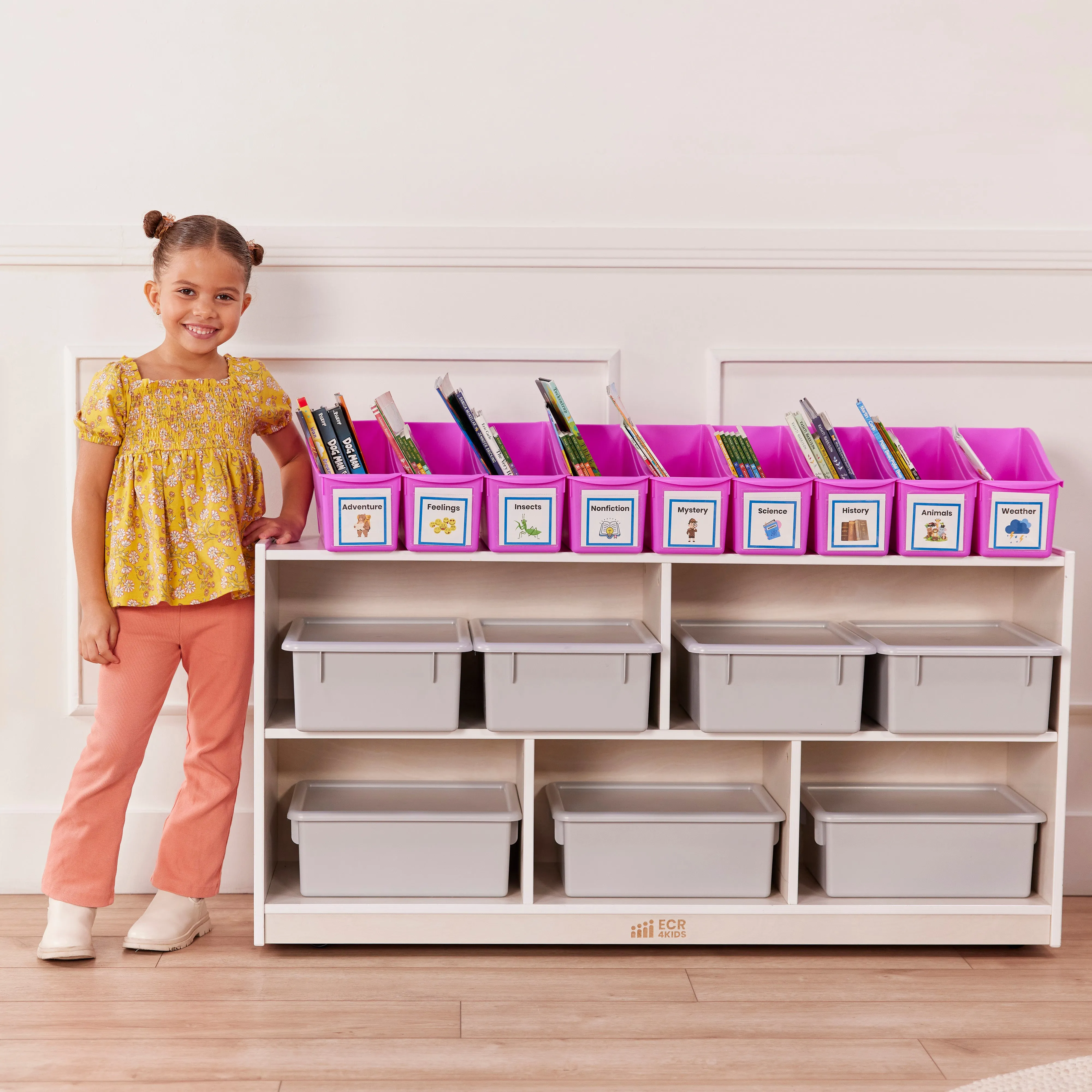 Linking Book Bins, Colorful Connecting Storage