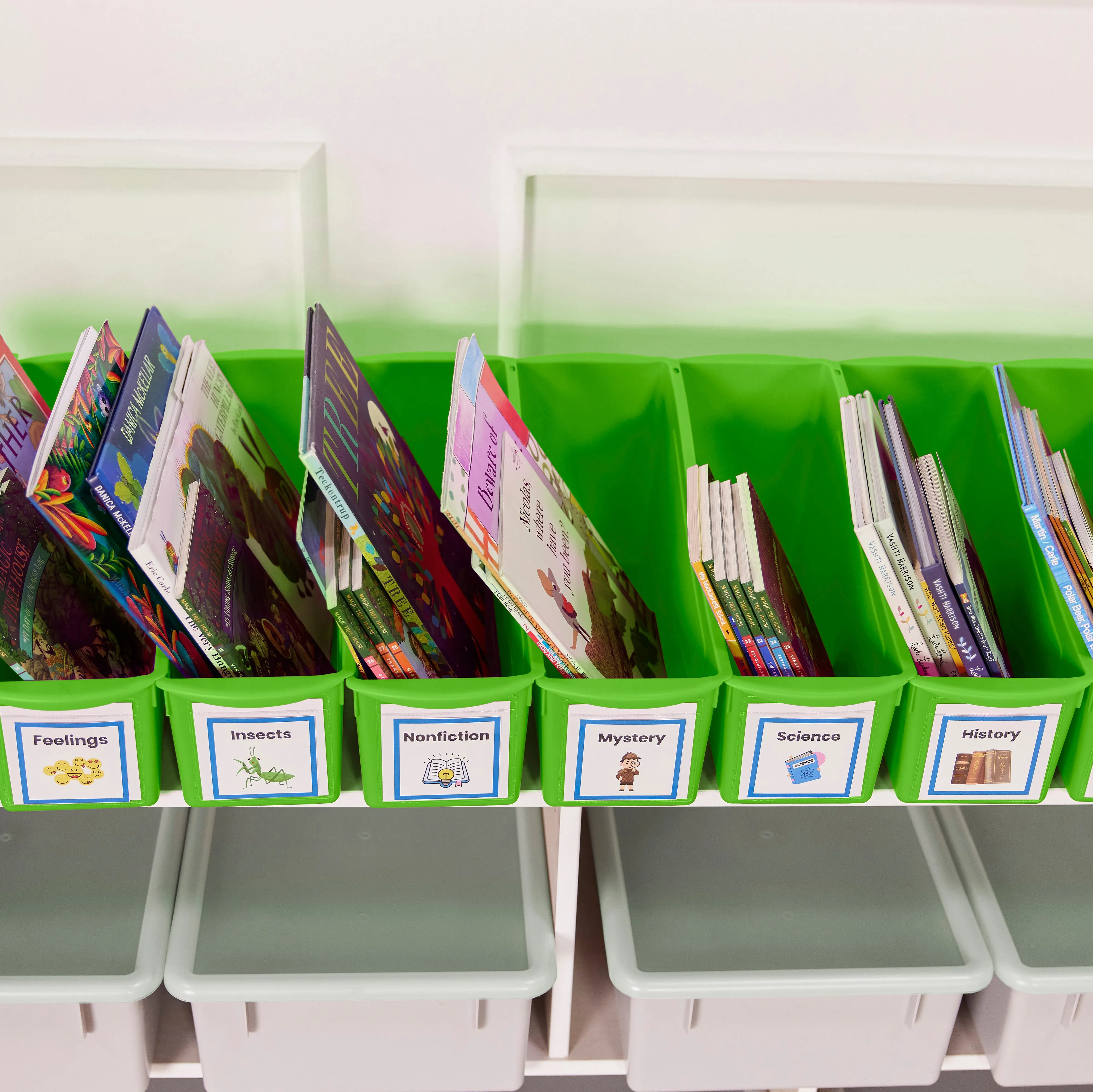 Linking Book Bins, Colorful Connecting Storage