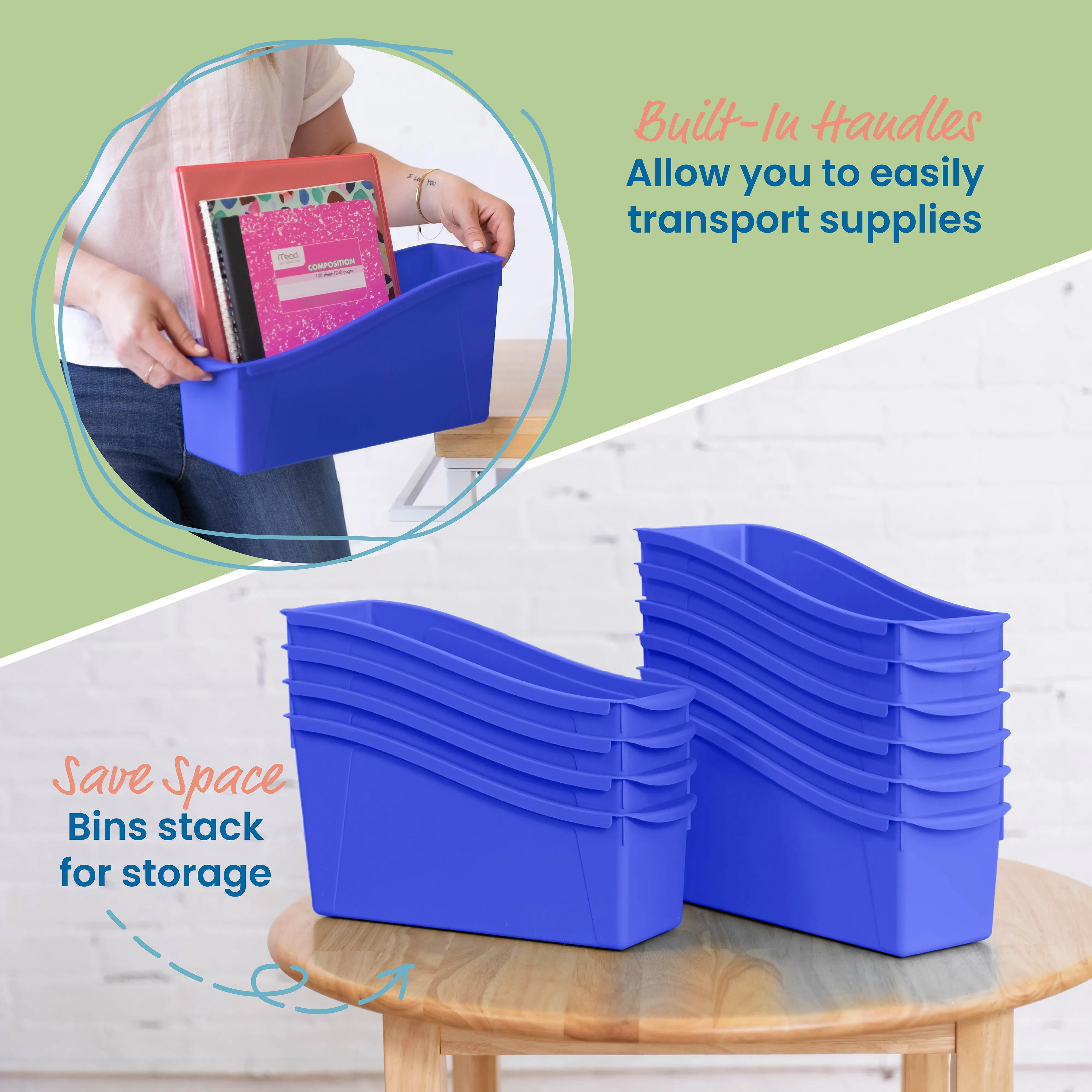 Linking Book Bins, Colorful Connecting Storage