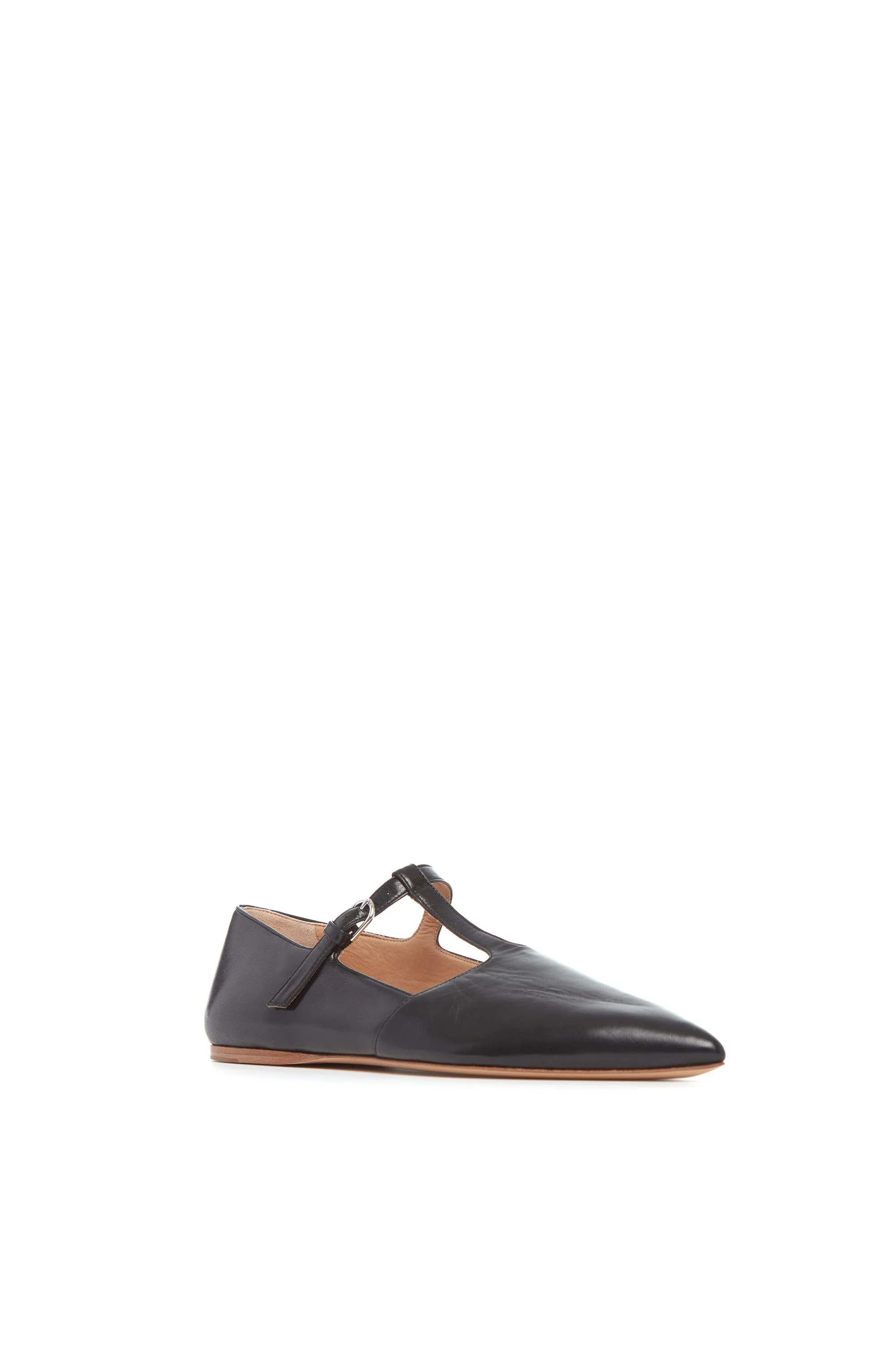 Lola Ballerina Flat Shoe in Black Nappa Leather