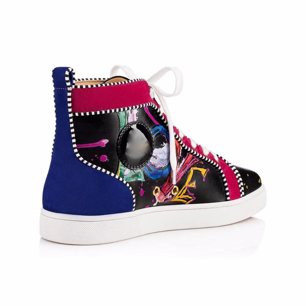 Love Graffiti Prints High Top Men Leather Sneakers