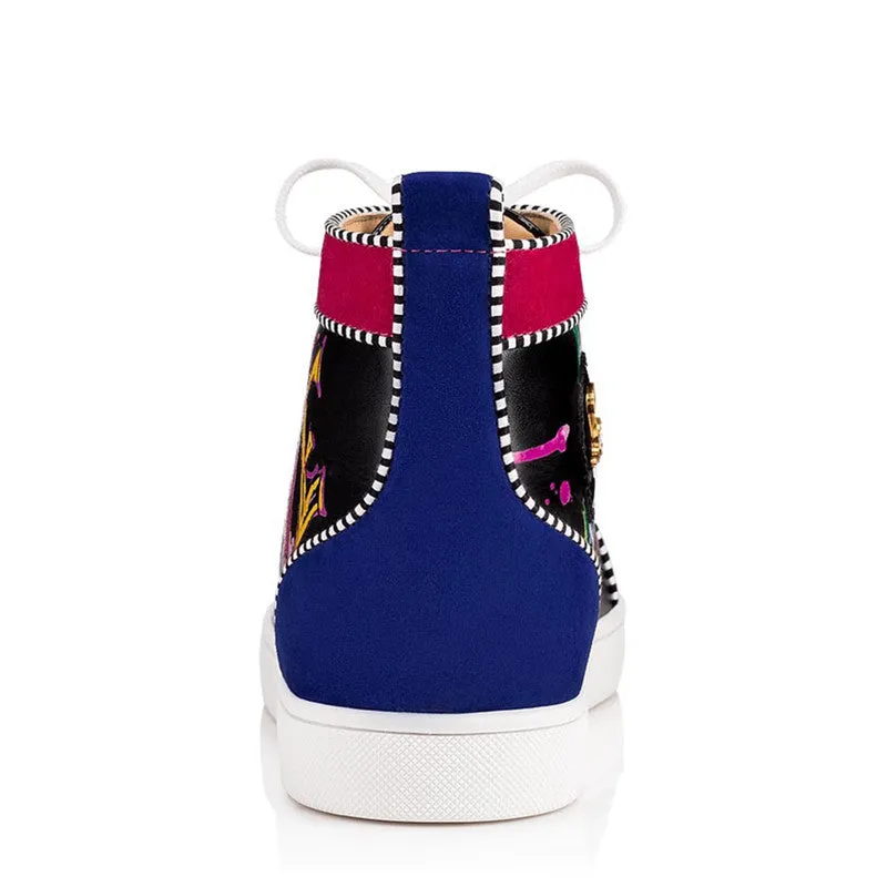 Love Graffiti Prints High Top Men Leather Sneakers