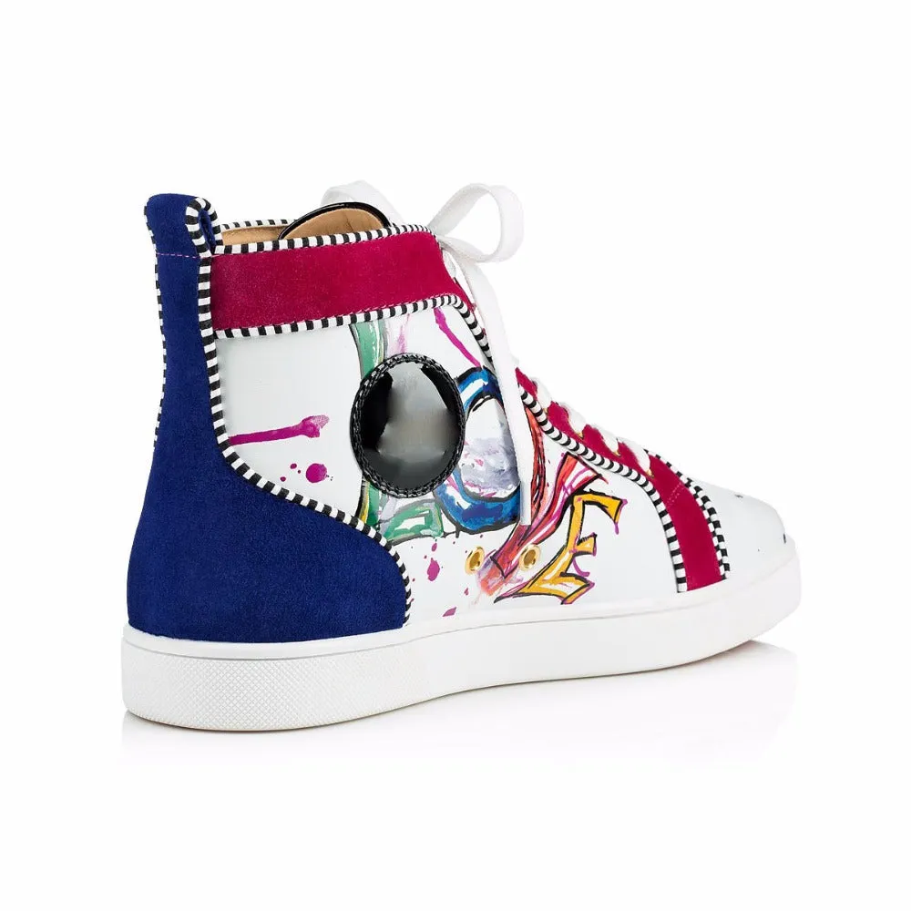 Love Graffiti Prints High Top Men Leather Sneakers