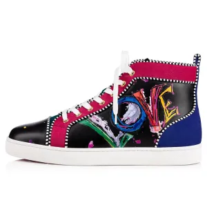 Love Graffiti Prints High Top Men Leather Sneakers