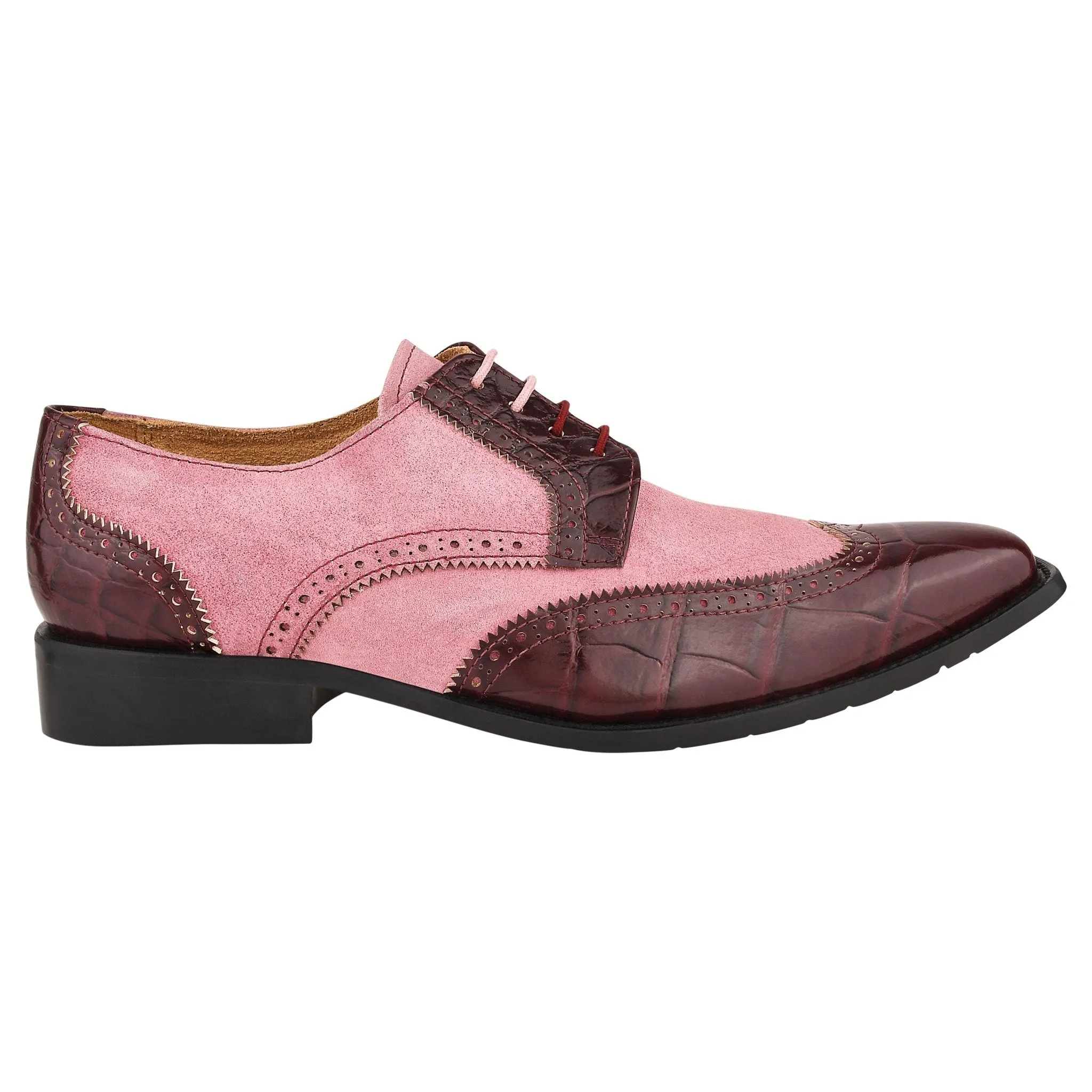 Macon Leather and Suede Crocodile Printed Oxford Dress Shoes