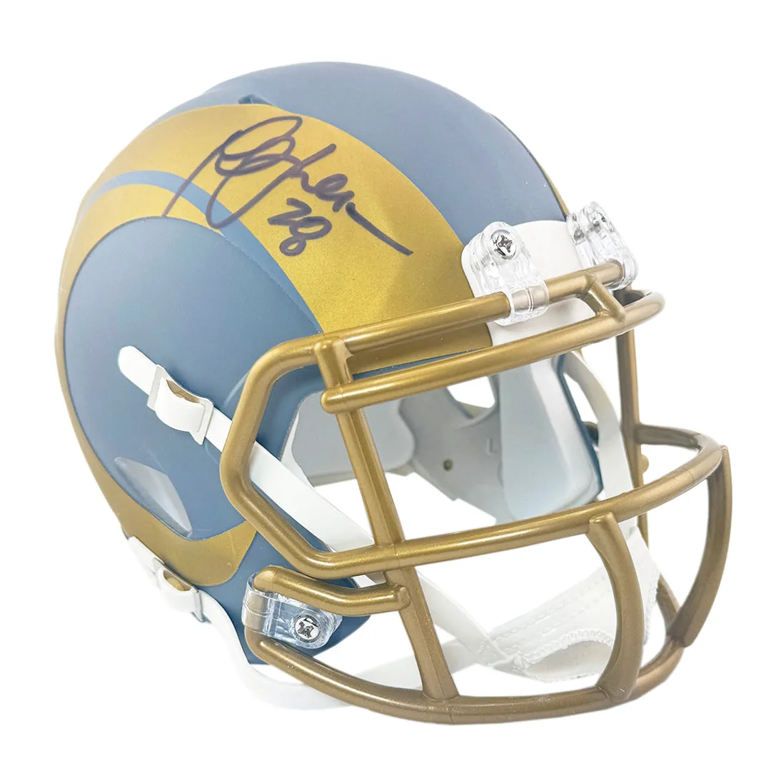 Marshall Faulk Signed Los Angeles Rams Slate Alternate Speed Mini Football Helmet (Beckett)