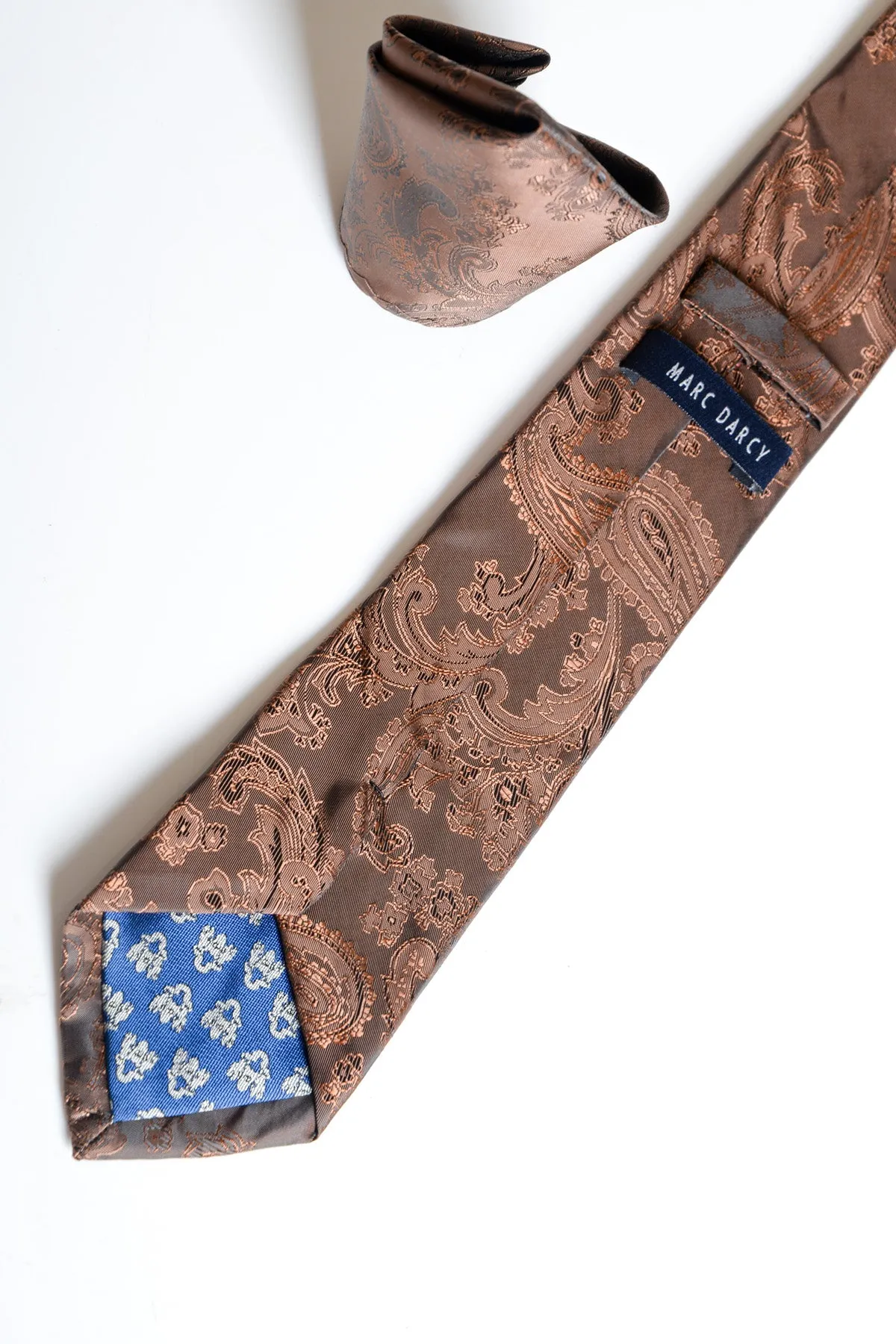 MD PAISLEY - Brown Paisley Tie and Pocket Square Set