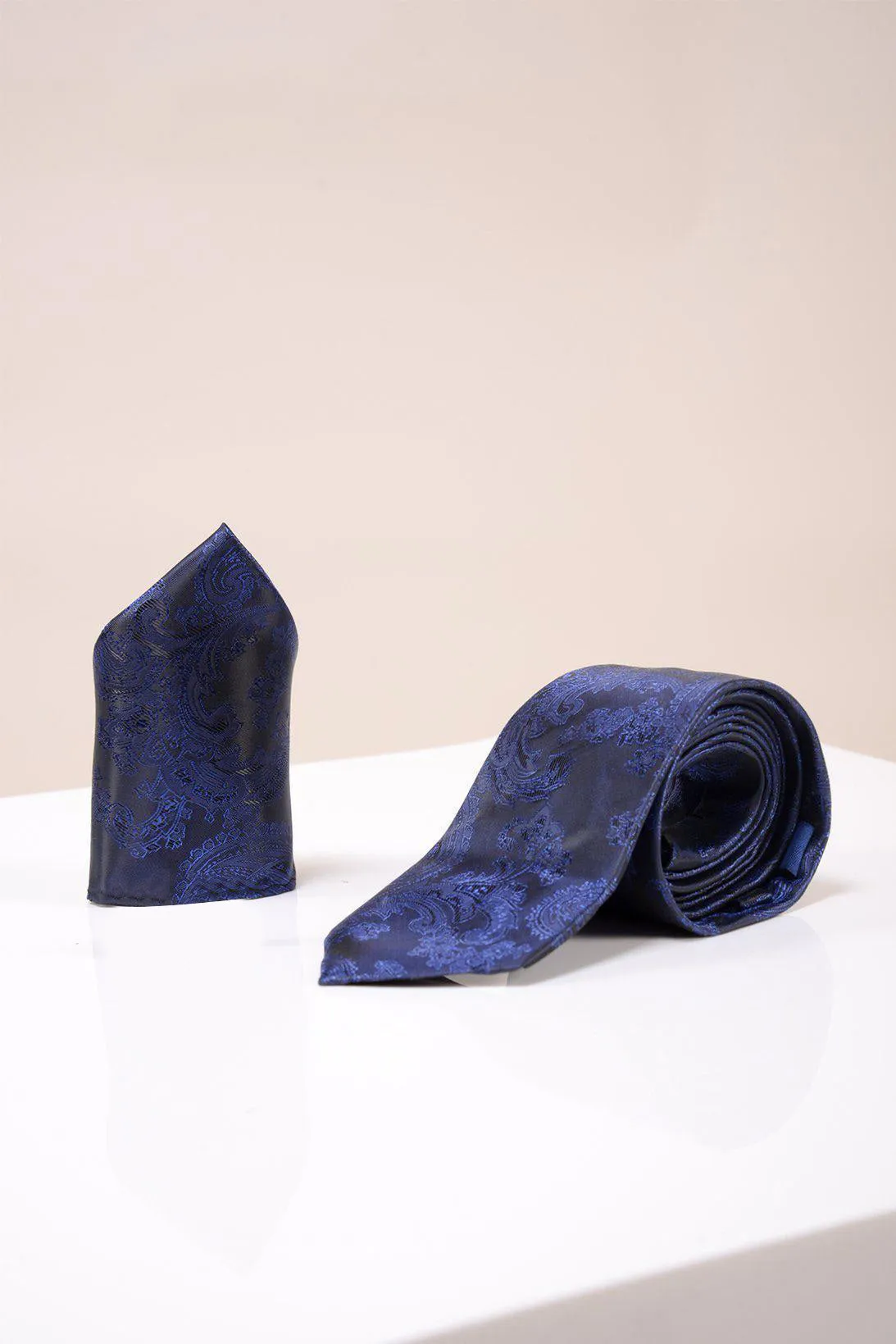 MD PAISLEY - Navy Paisley Tie and Pocket Square Set