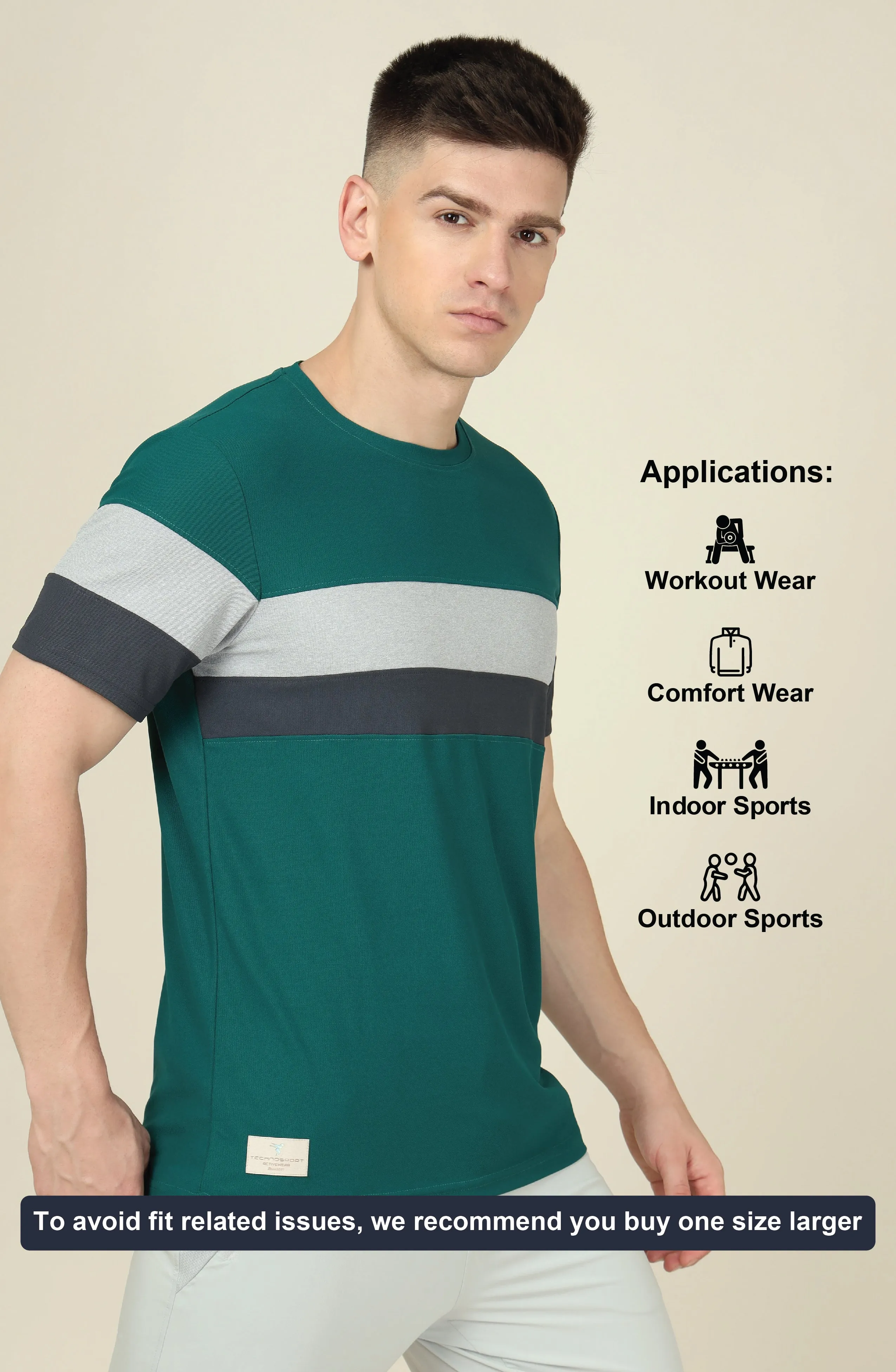 Men Colorblock Slim Fit Crew Neck T-shirt with MATPIQ