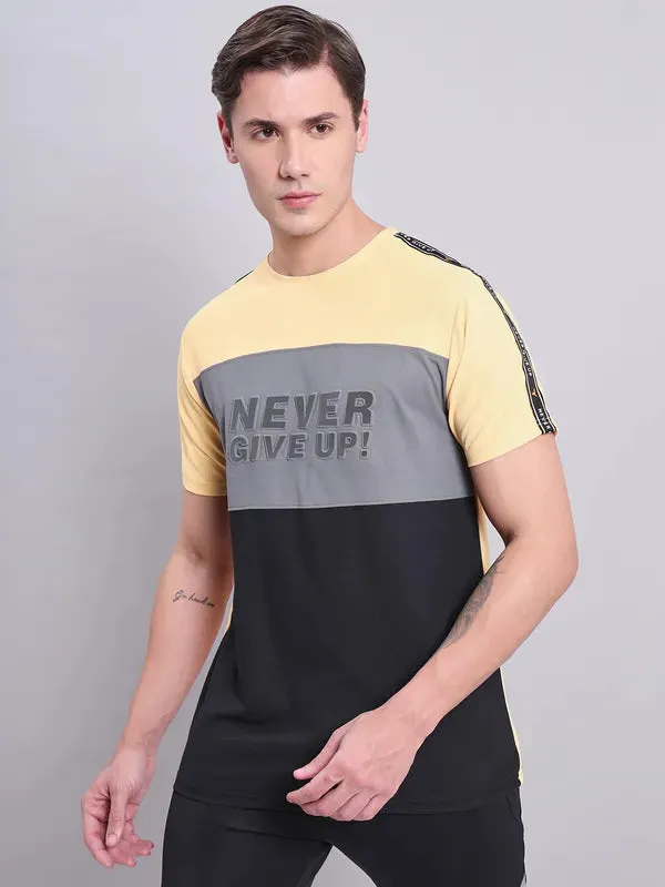 Men Colorblock Slim Fit Crew Neck T-shirt with MATPIQ