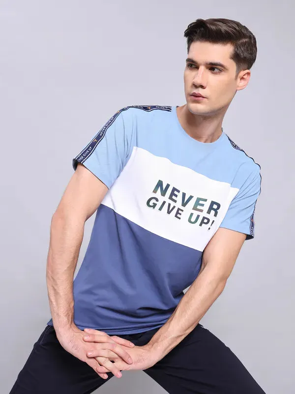 Men Colorblock Slim Fit Crew Neck T-shirt with MATPIQ