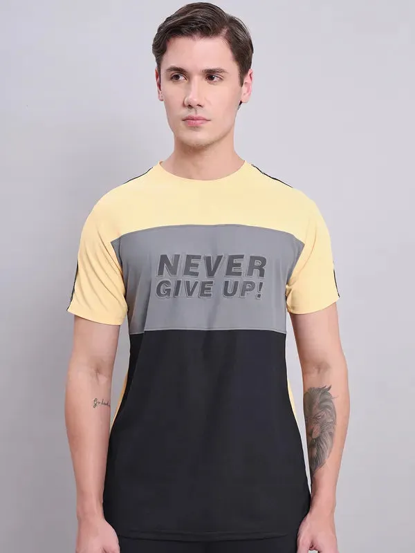 Men Colorblock Slim Fit Crew Neck T-shirt with MATPIQ