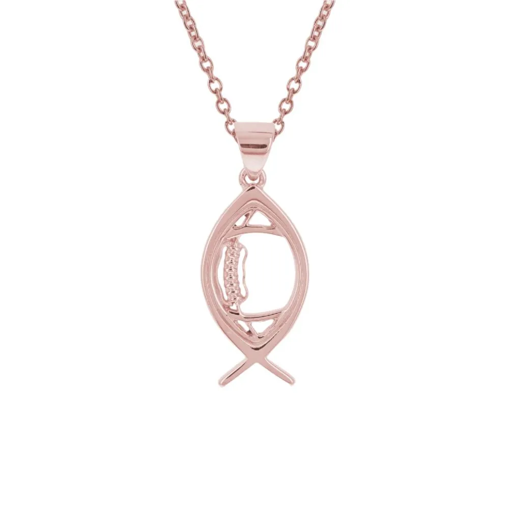 Mini Ichthys Football Necklace | Gold