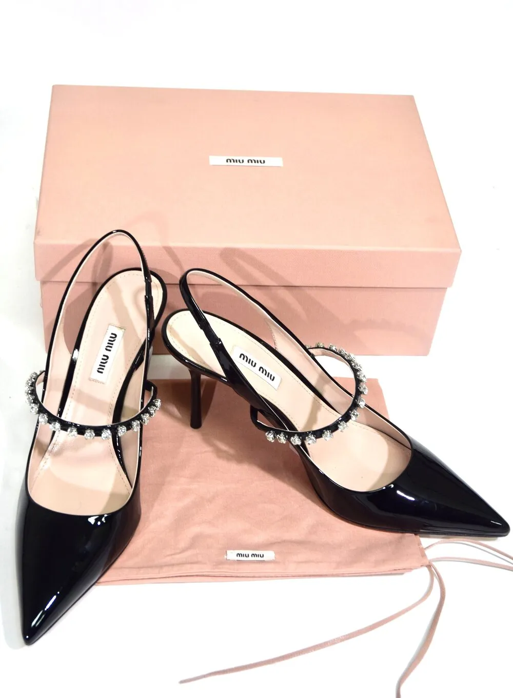 Miu Miu | Crystal-Strap Pointed-Toe Pumps  Sz 9/39