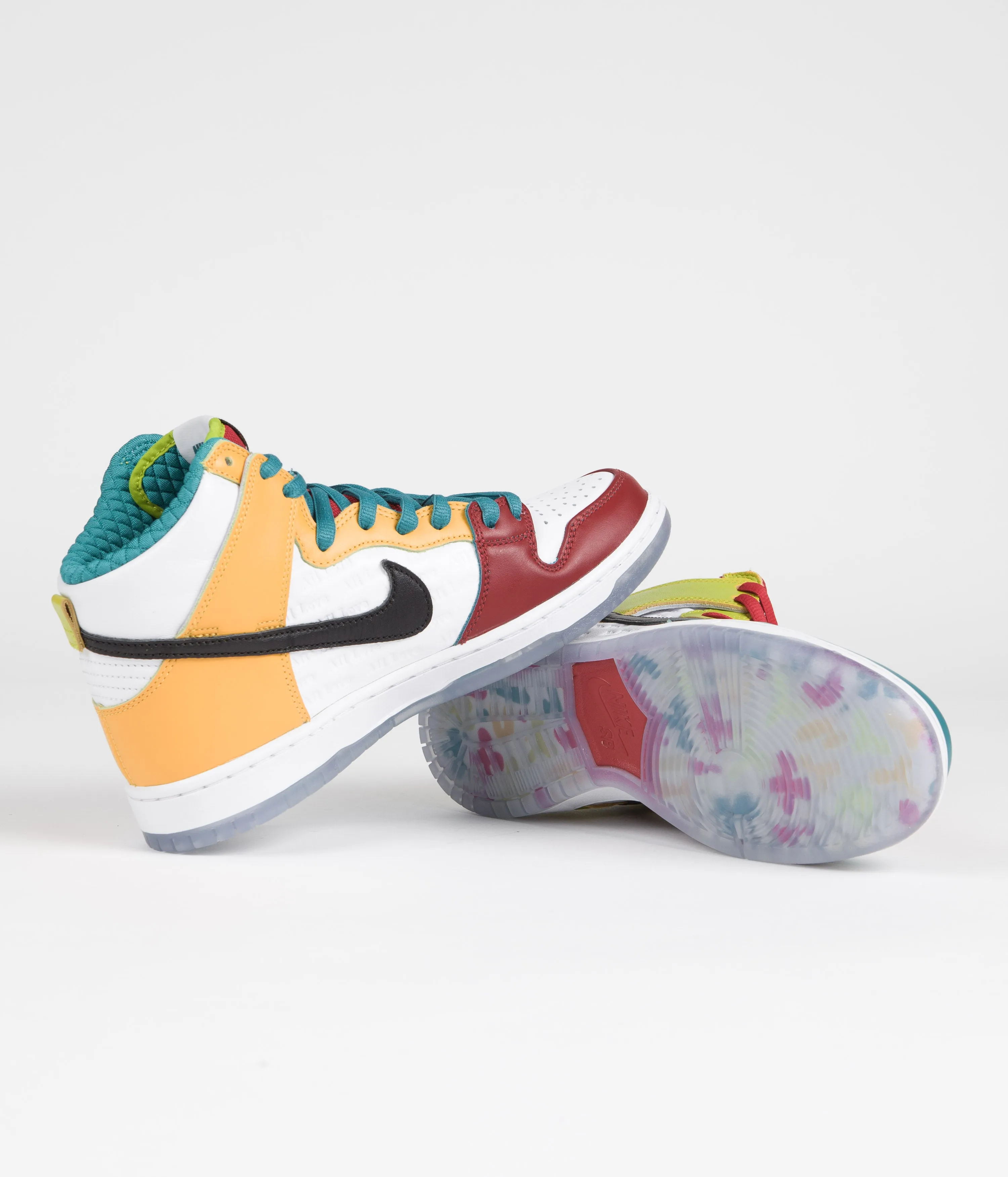 Nike SB x froSkate Dunk High Pro 'All Love' Shoes - White / Metallic Gold - University Red