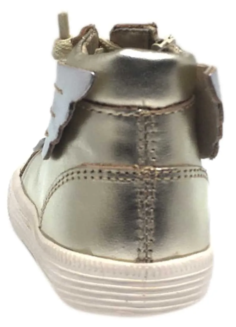 Old Soles Girl's and Boy's 1057 Gold Leather Urban Wings High Top Lace Up Sneaker Shoe