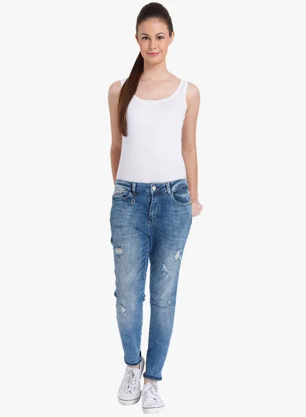 Only Blue Washed Mid Rise Regular Jeans