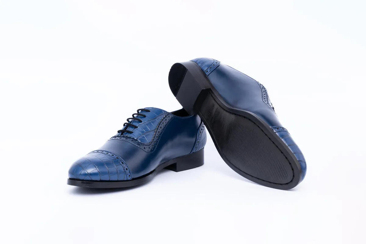 OXFORDS WITH TOE CAP-BLUE