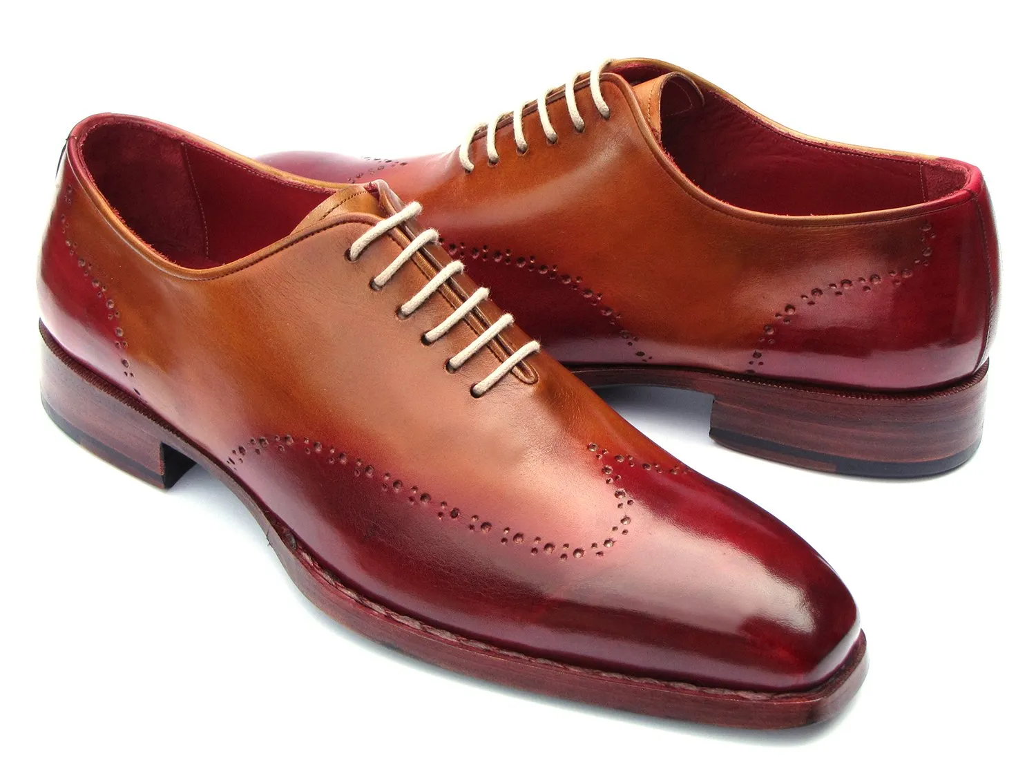 Paul Parkman Goodyear Welted Wingtip Oxfords in Bordeaux & Camel