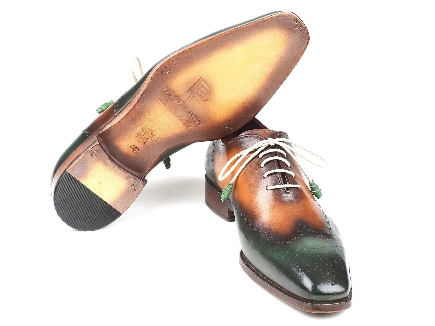 Paul Parkman Green & Camel Wingtip Oxfords (ID#097GV22)