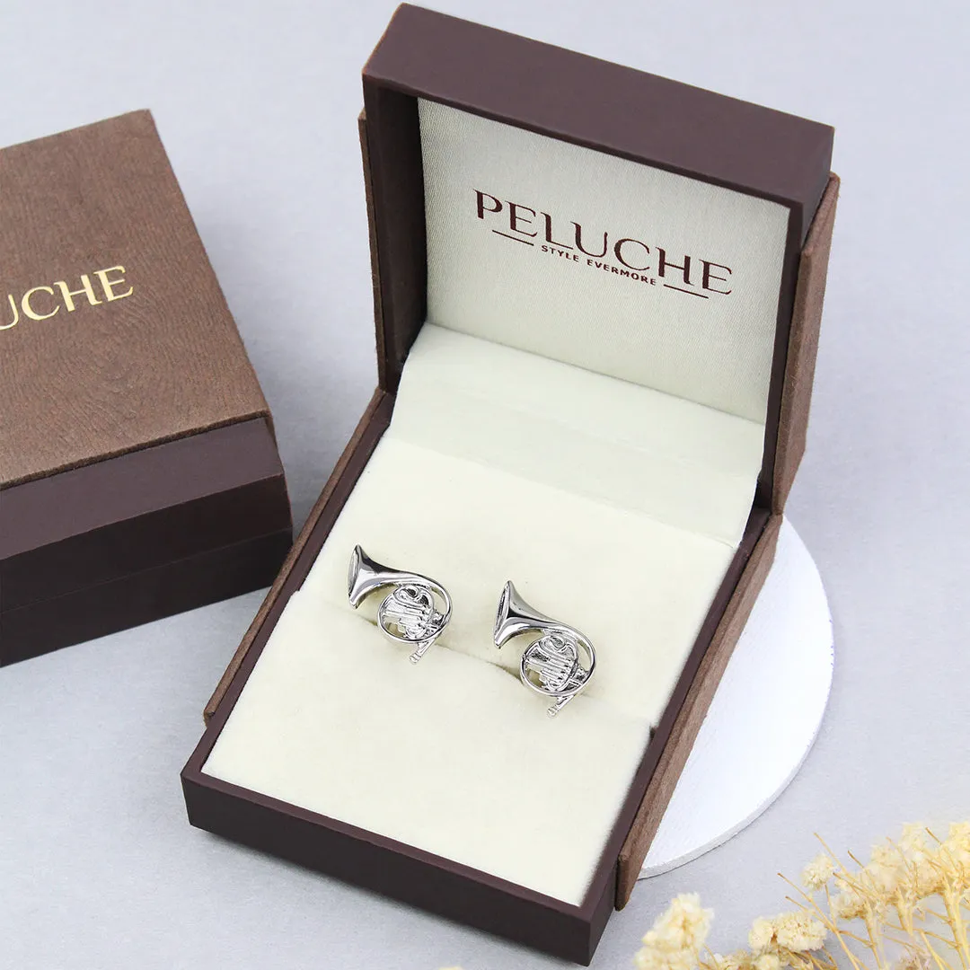 Peluche The Subtle Trumpet Silver Cufflinks for Men