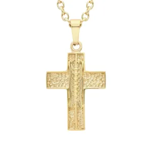 Pigskin Football Cross Necklace | Gold Stainless Steel