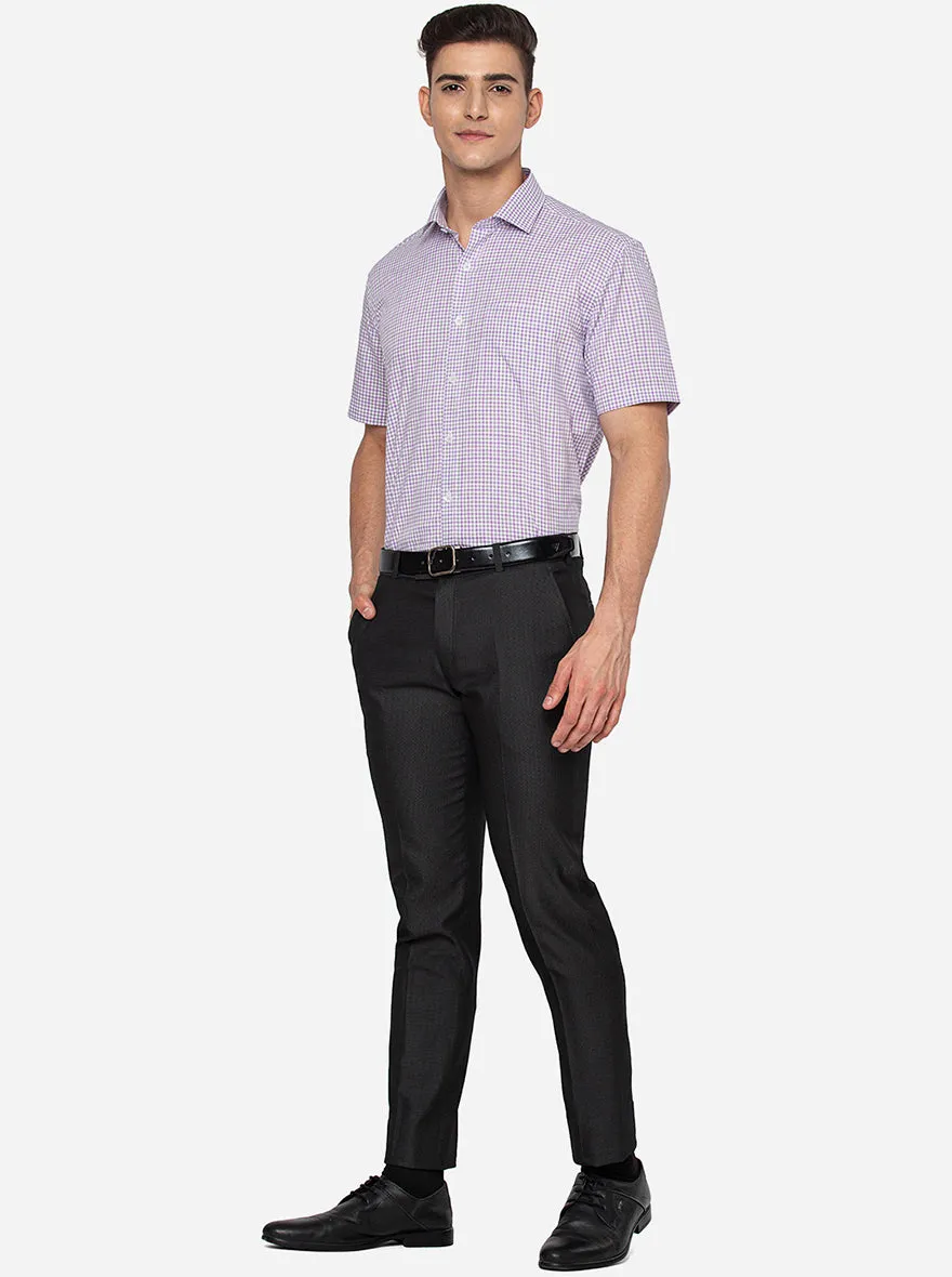 Purple & Grey Checked Regular Fit Formal Shirt | JadeBlue