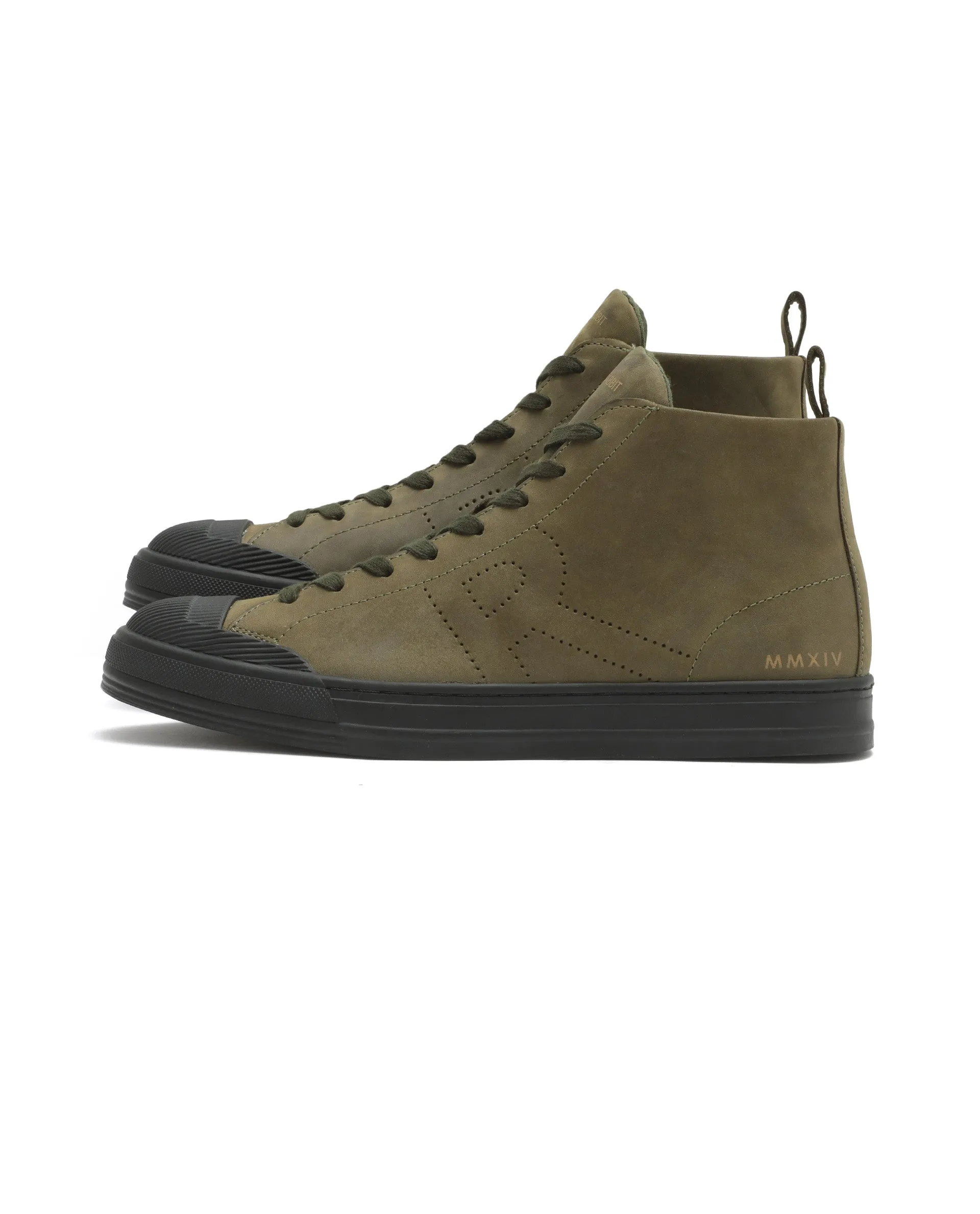 Rare Rabbit Men's Sauroil Hi Pro Military Green High-Top Lace Up Premium Oil Pull-Up Leather Sneaker