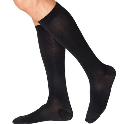 Sigvaris 232CMLM99 Cotton Comfort Mens Knee High Compression Stocking, Medium Long, Black, Closed Toe (1 Pair Per Box)