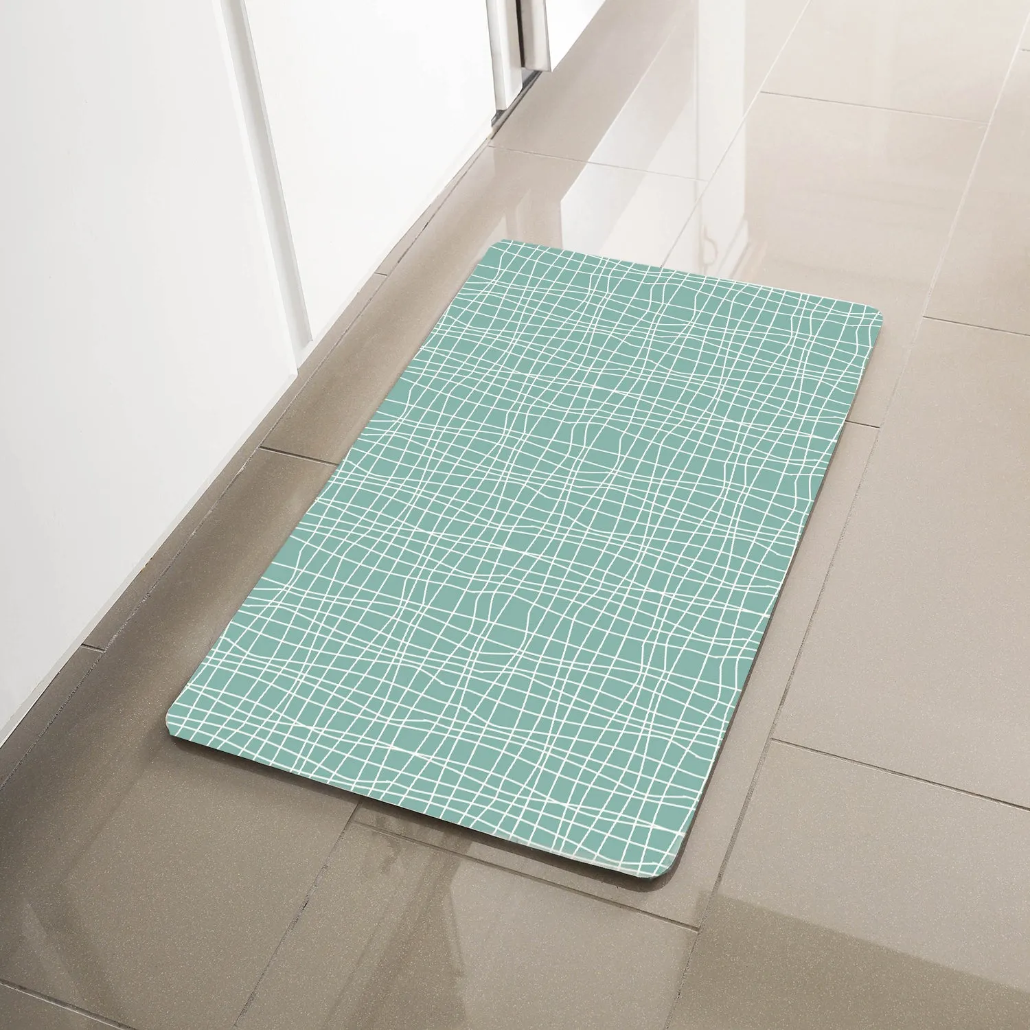 Simple Being Green Geometric Anti-Fatigue Kitchen Floor Mat (32" x 17.5")