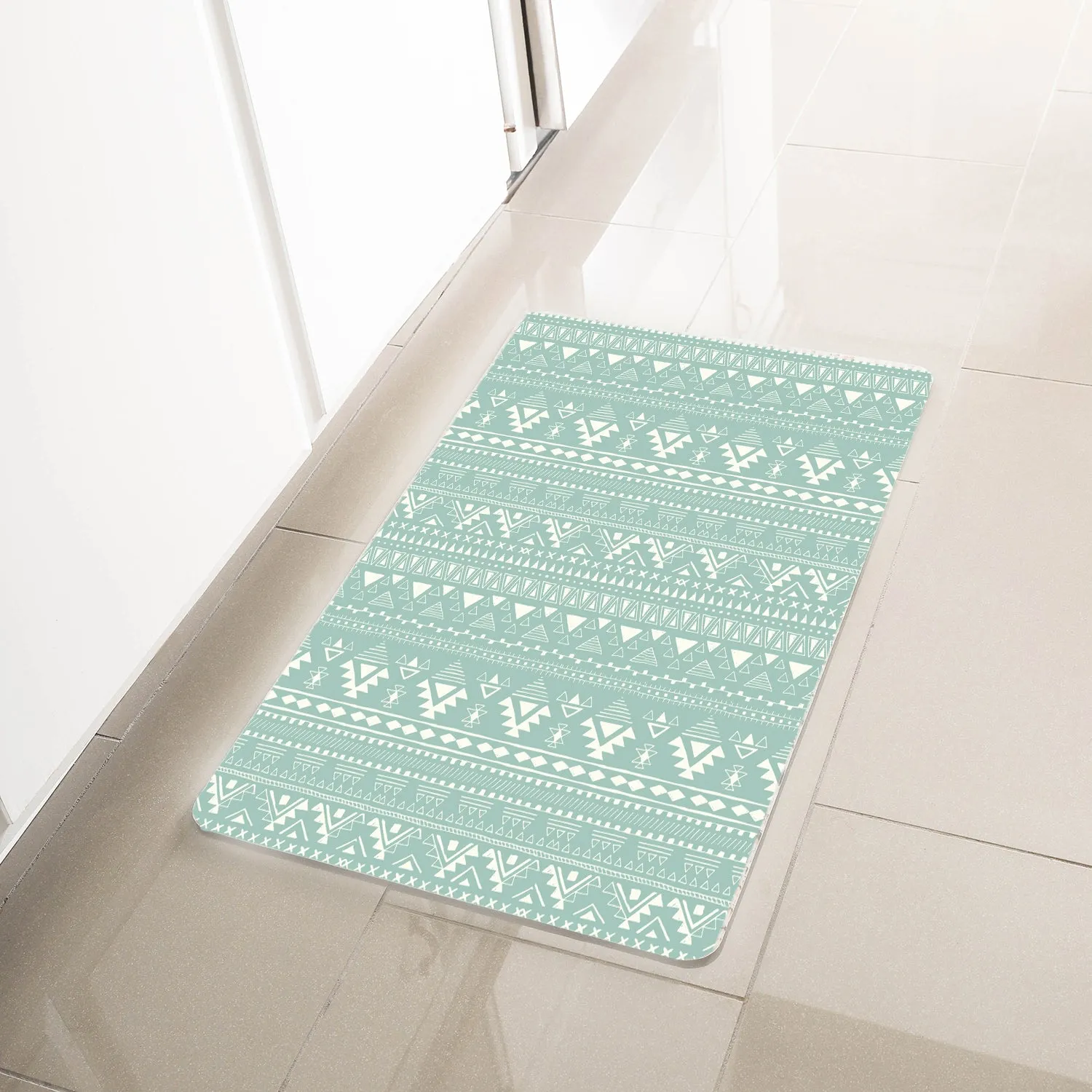 Simple Being Green Geometric Anti-Fatigue Kitchen Floor Mat (32" x 17.5")