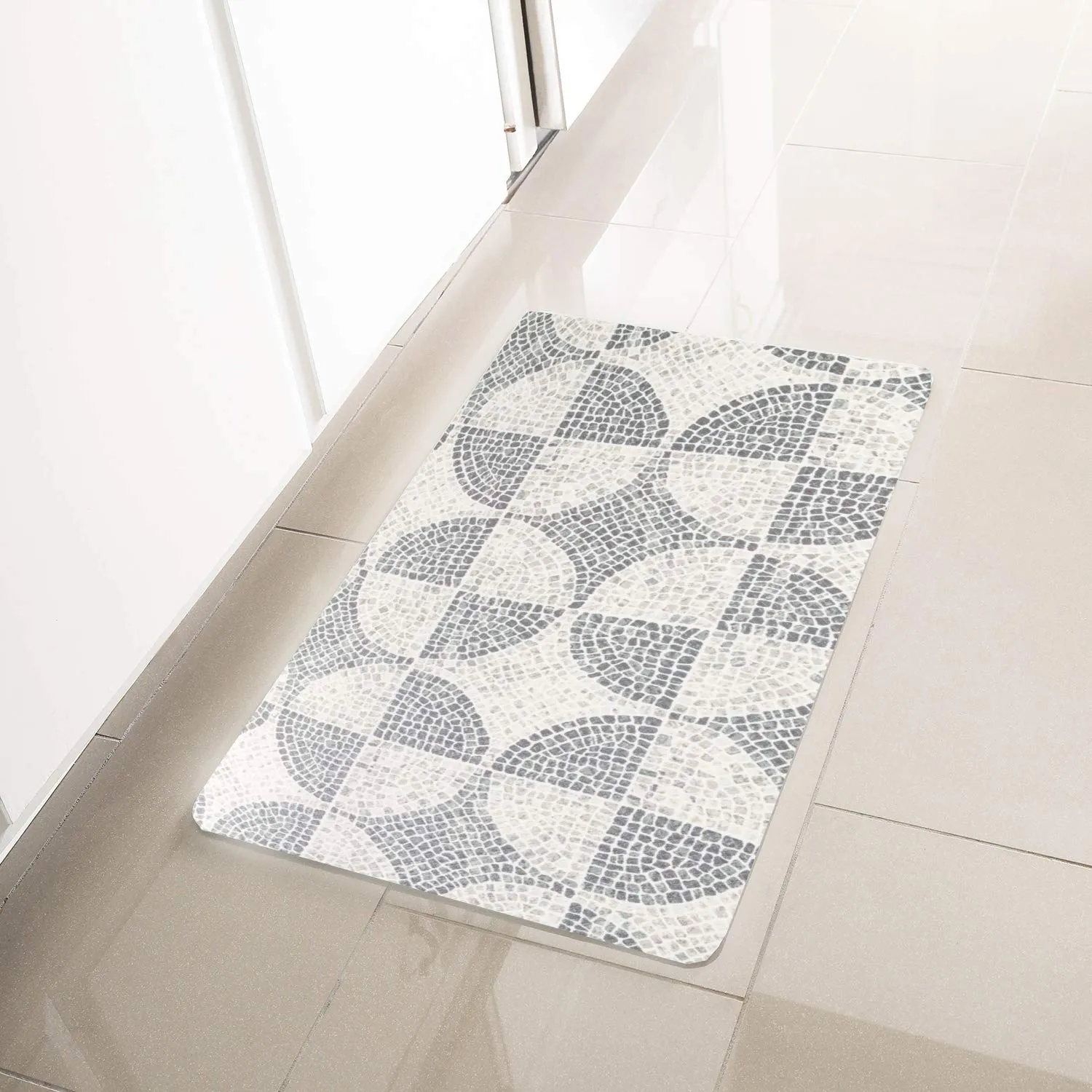 Simple Being Grey Tile Anti-Fatigue Kitchen Floor Mat (32" x 17.5")