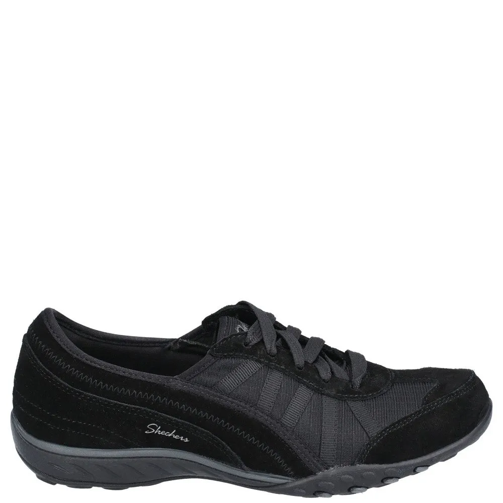 Skechers Breathe-Easy-Weekend Wishes Suede & Mesh Lace Up Trainer