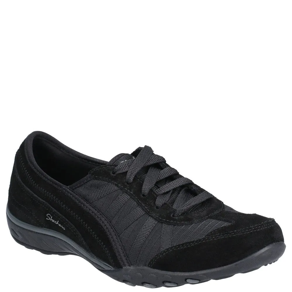 Skechers Breathe-Easy-Weekend Wishes Suede & Mesh Lace Up Trainer