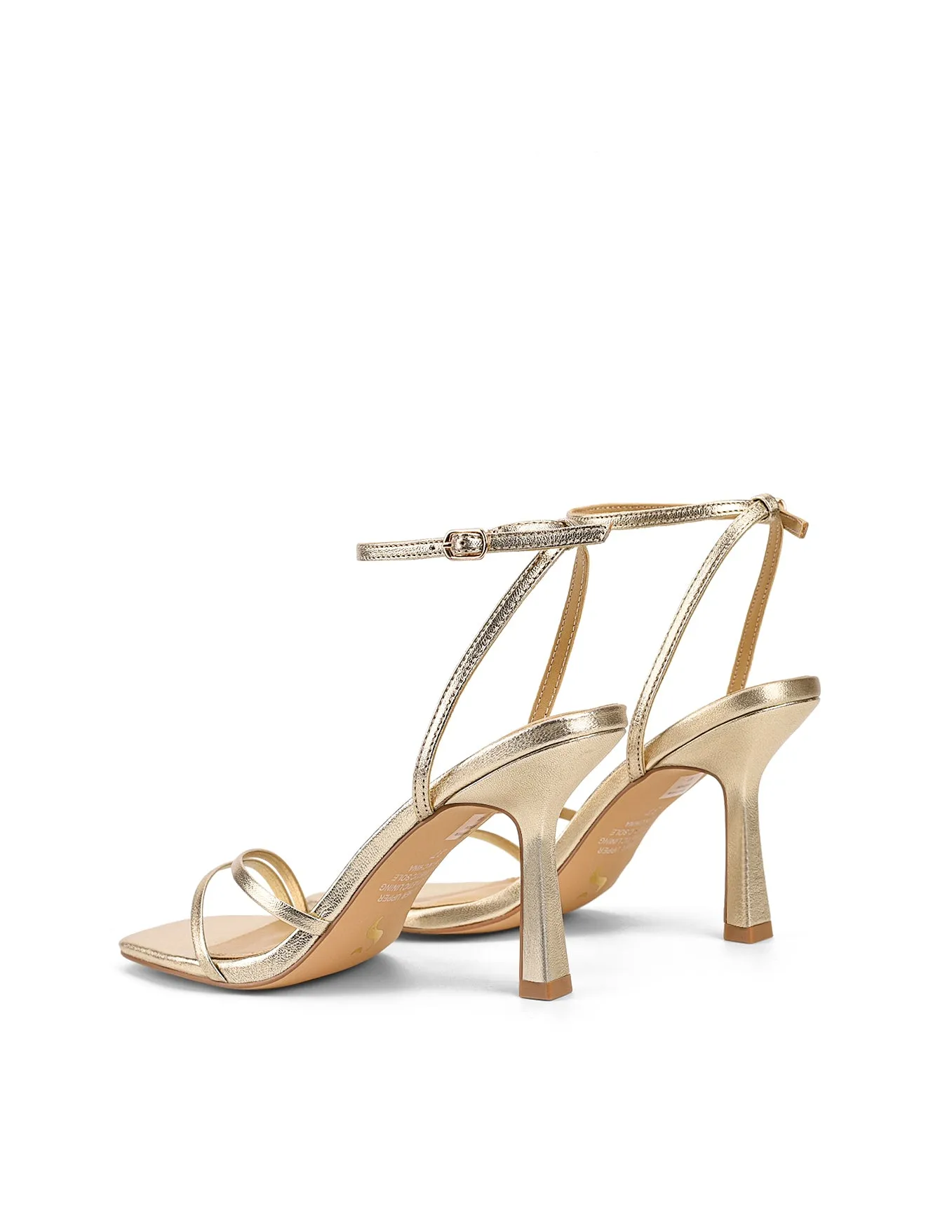 Sprinkle Strappy Heels - Gold Metallic Leather