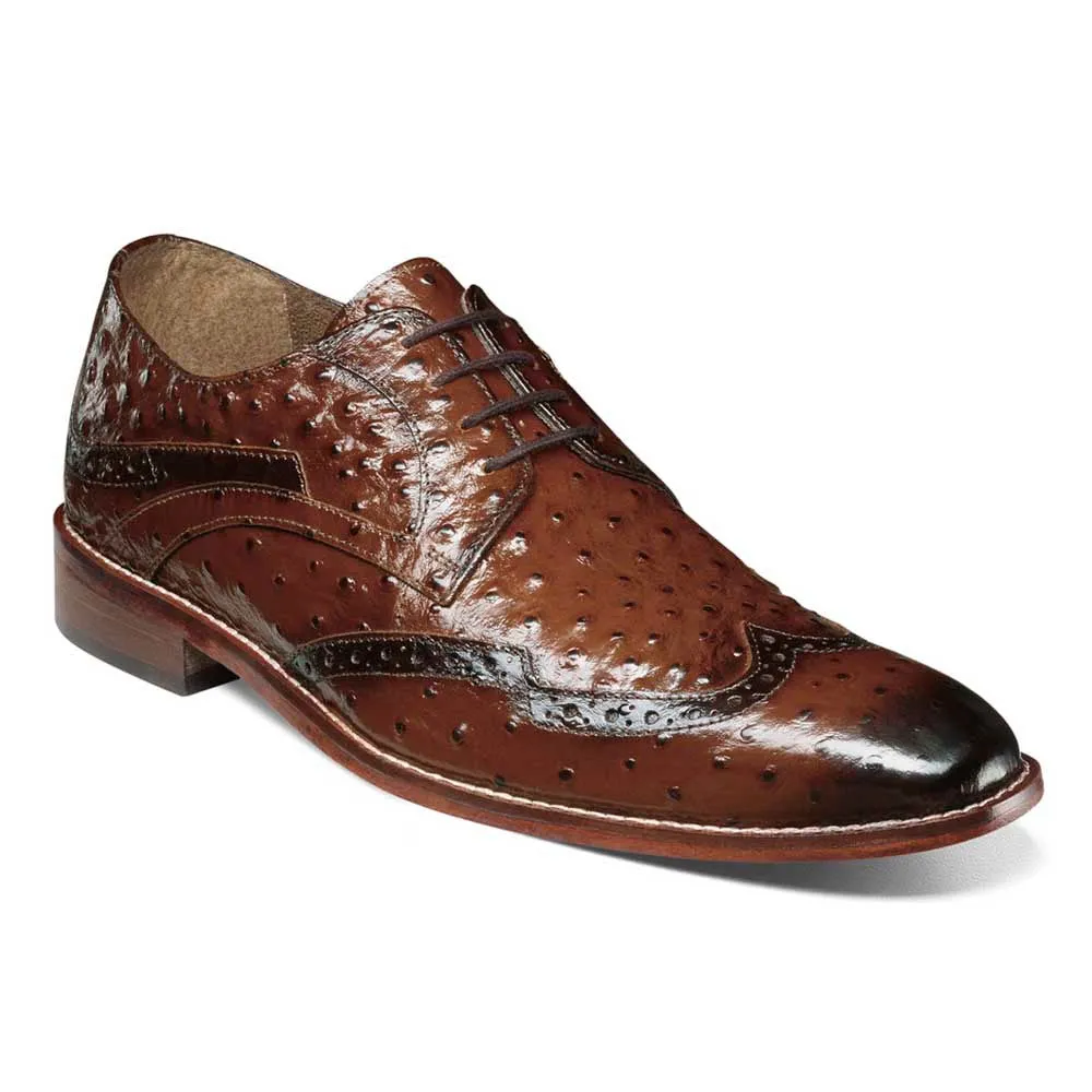 Stacy Adams GENNARO Cognac Wingtip Oxford Shoes