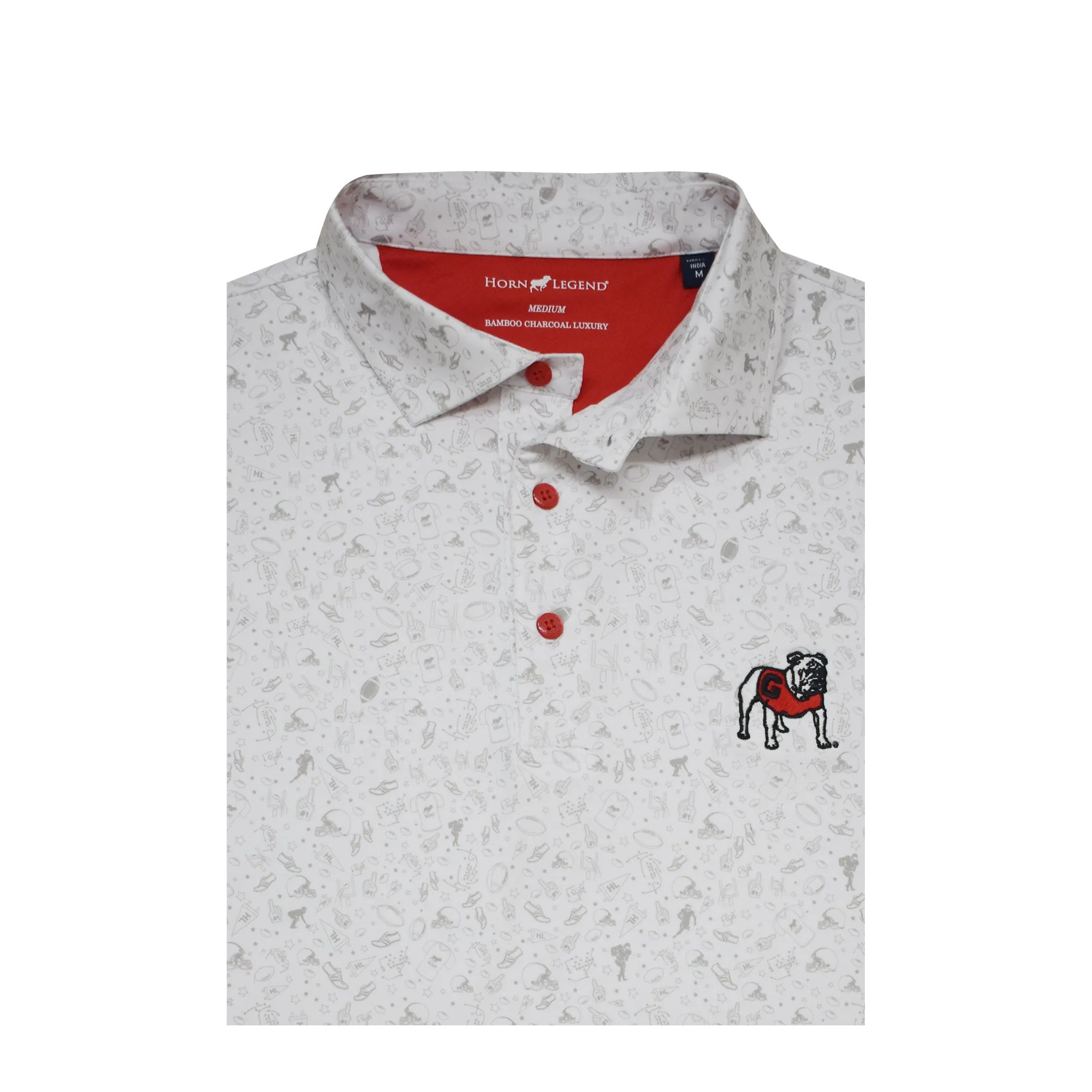 Standing Dog UGA Football Print Polo White/Grey