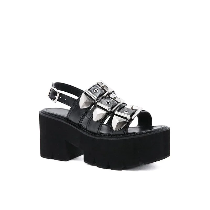 Strappy Buckle Design Heeled Sandals