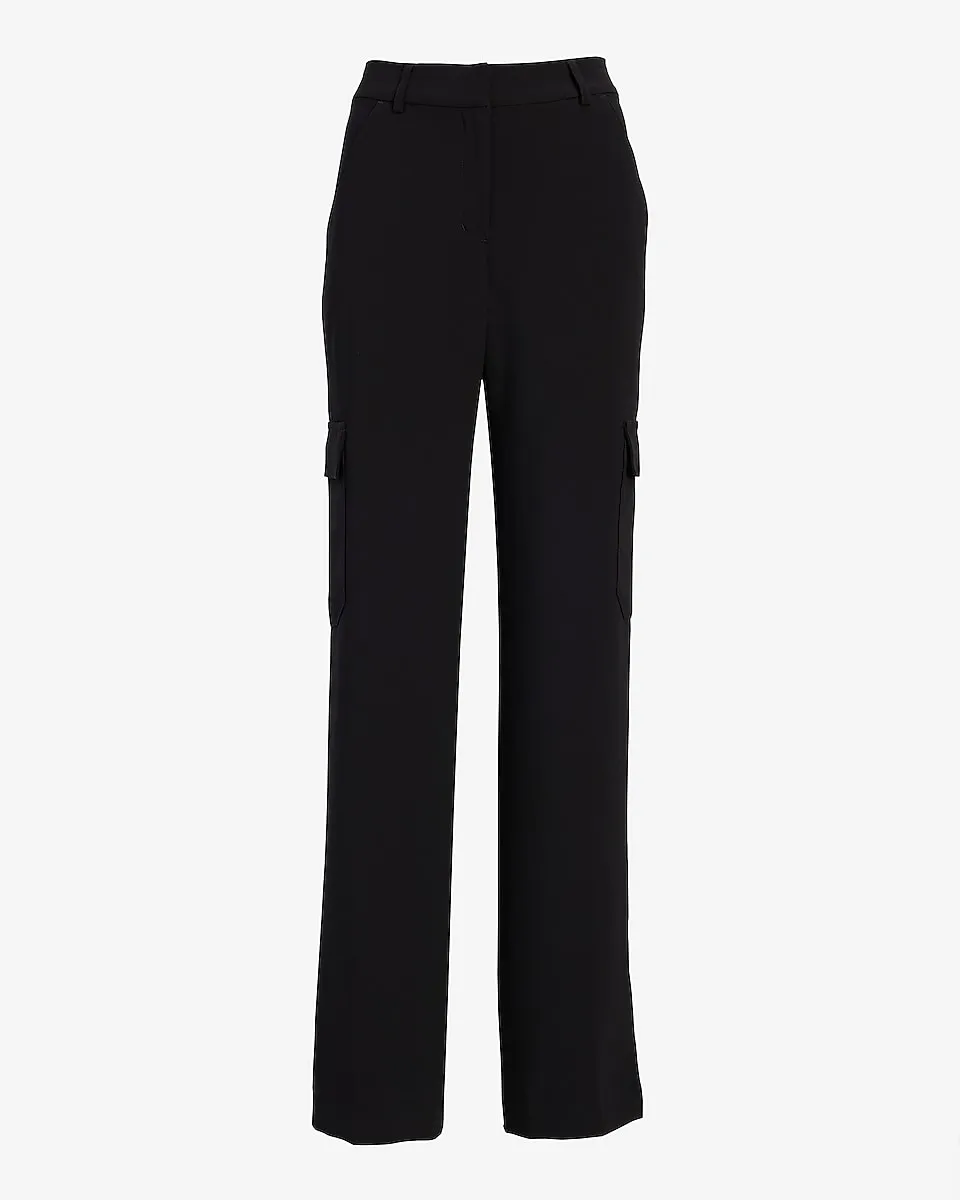 Super High Waisted Cargo Trouser Pant in Pitch Black