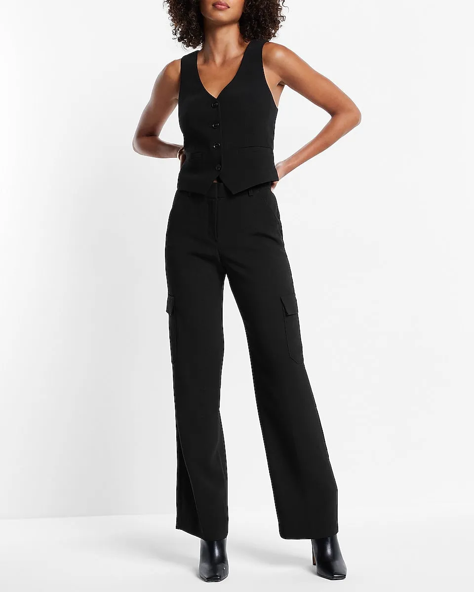 Super High Waisted Cargo Trouser Pant in Pitch Black