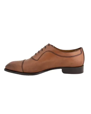 Tan Made in Italy Toe Cap Oxford Shoes