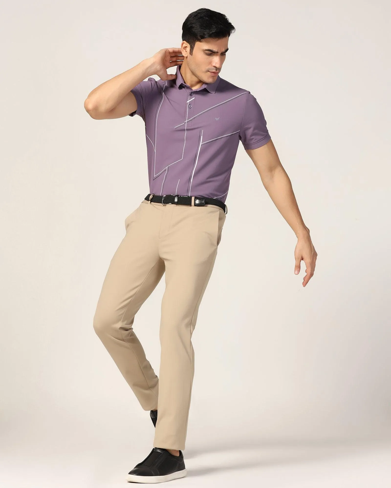 TechPro Super Slim Phoenix Formal Beige Textured Trouser - Meteor