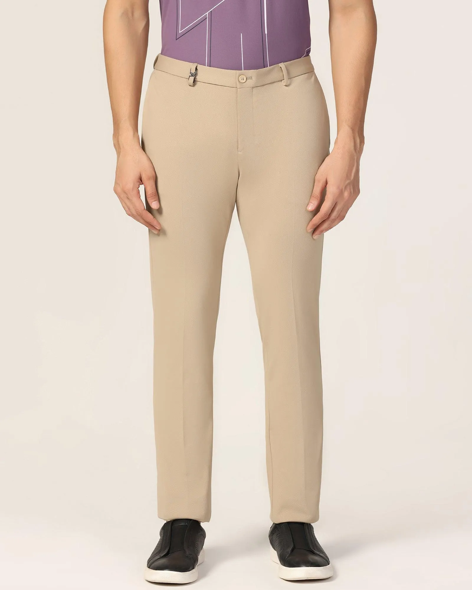 TechPro Super Slim Phoenix Formal Beige Textured Trouser - Meteor