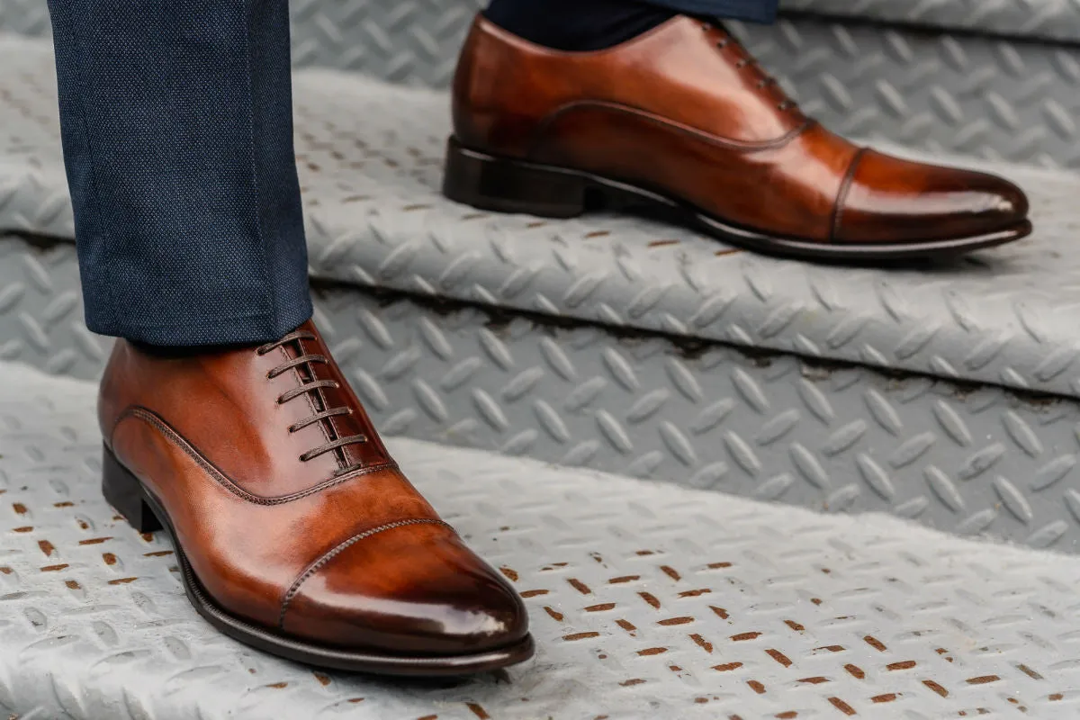 The Cagney II Stitched Cap-Toe Oxford - Brown