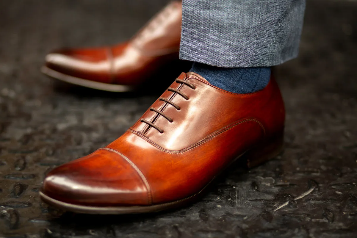 The Cagney II Stitched Cap-Toe Oxford - Brown