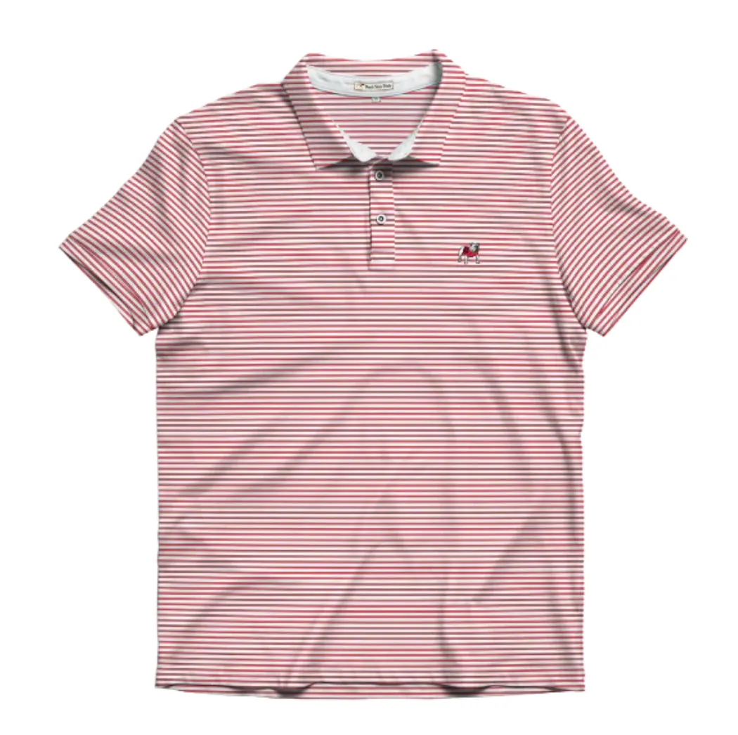 UGA Laurel Stripe Performance Polo Red & White