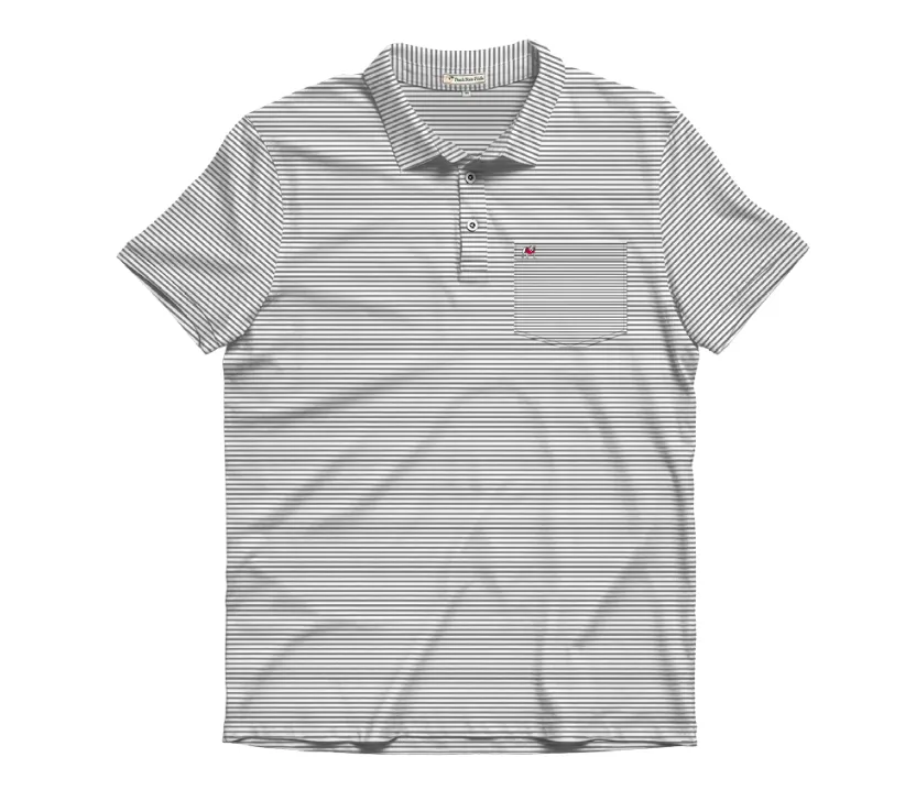 UGA Standing Dawg Charcoal & White Heathered Loblolly Pocket Polo