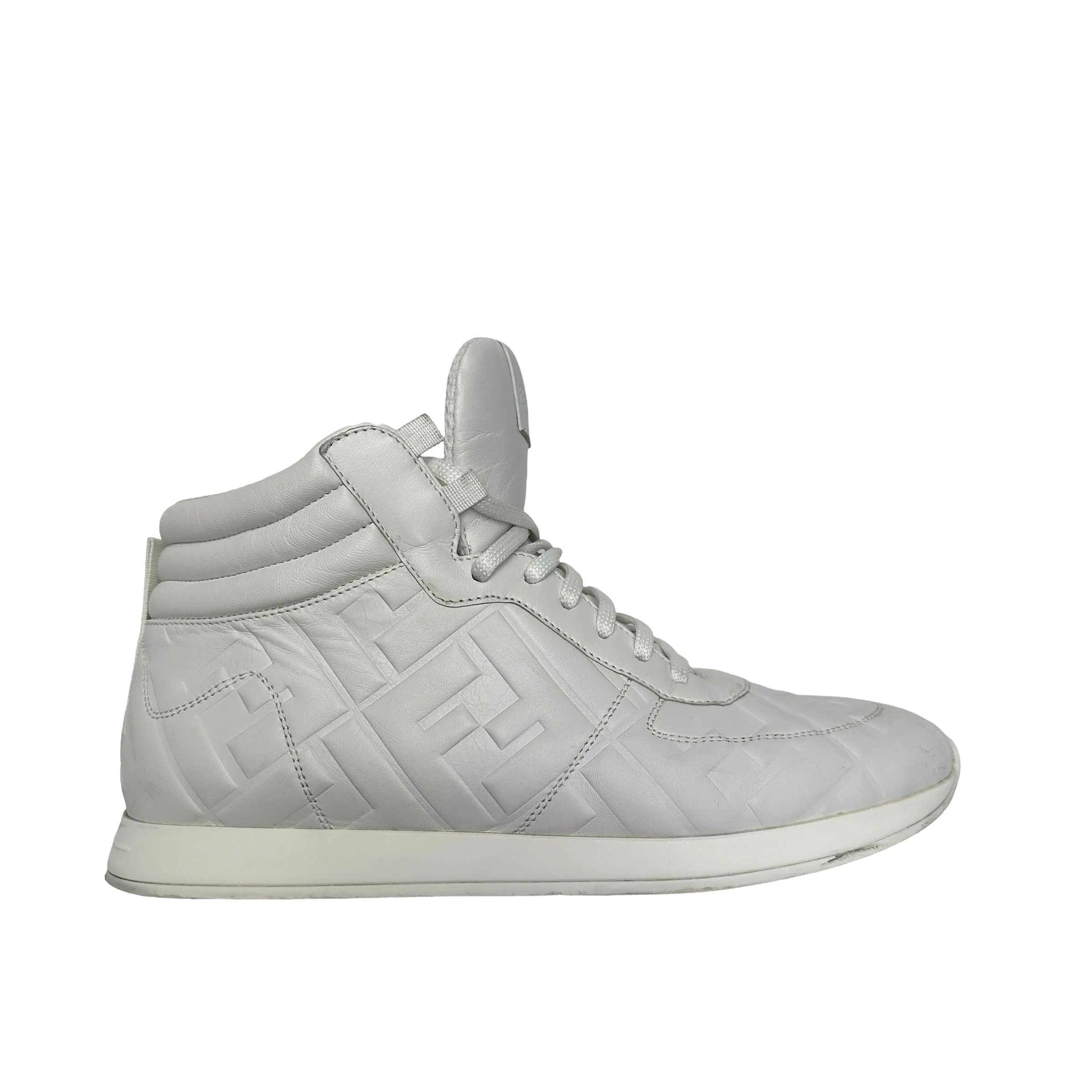 White Leather High Top Sneakers - 10