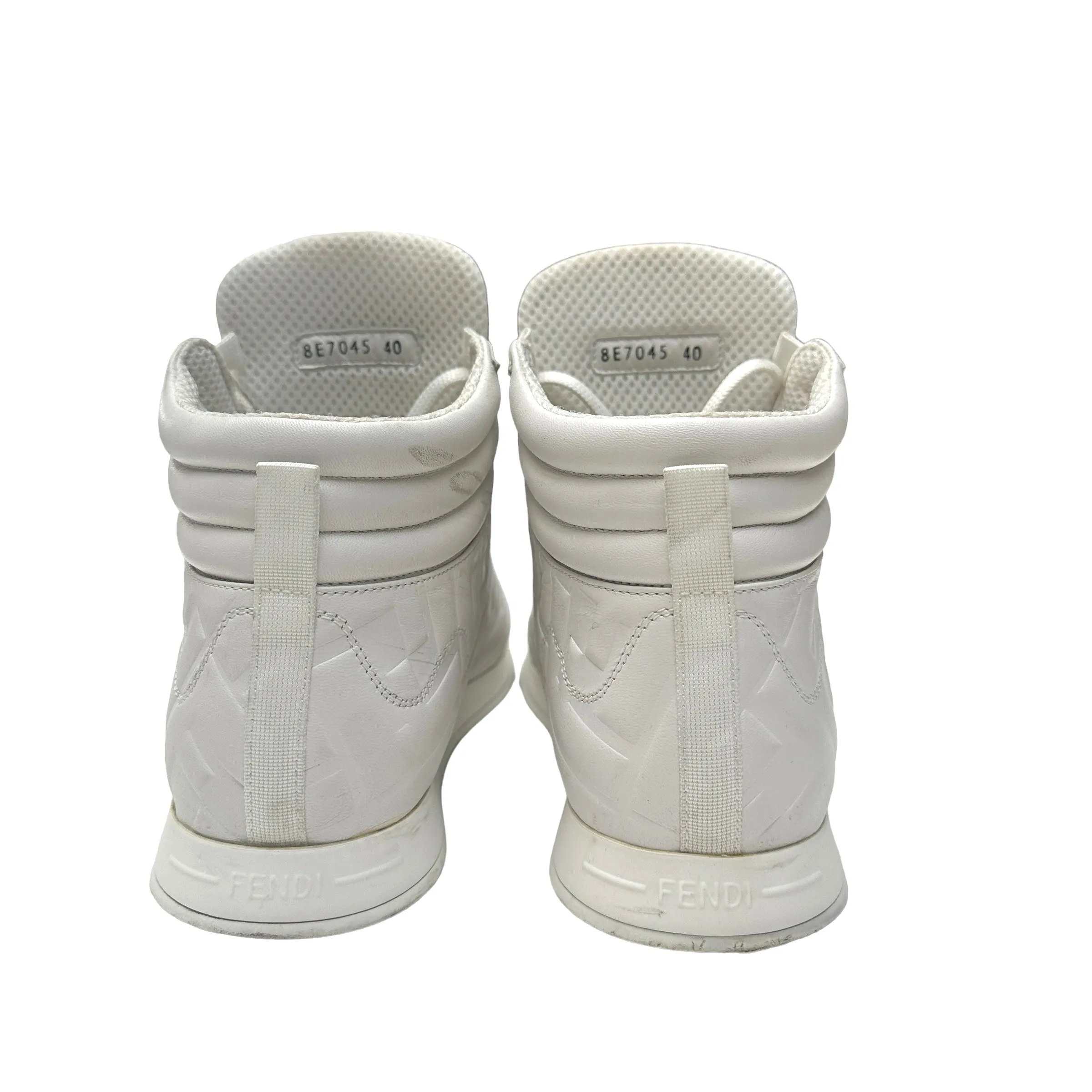 White Leather High Top Sneakers - 10