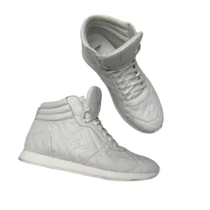 White Leather High Top Sneakers - 10